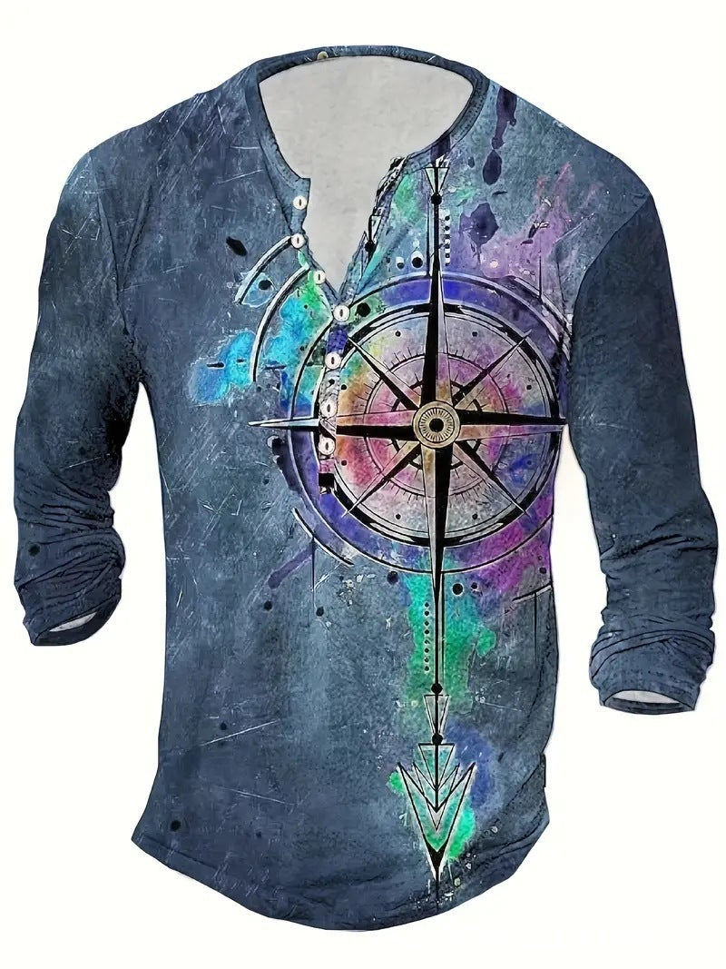 Men's Digital Printing Casual Long Sleeve